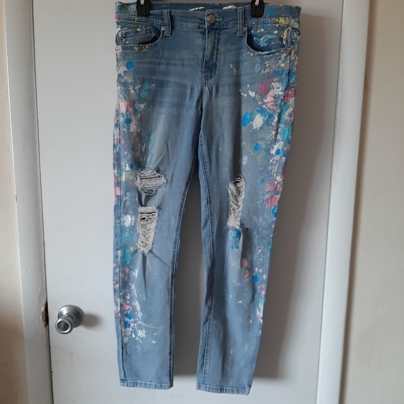 Painted seven7 girlfriend jeans - Picture 1 of 10
